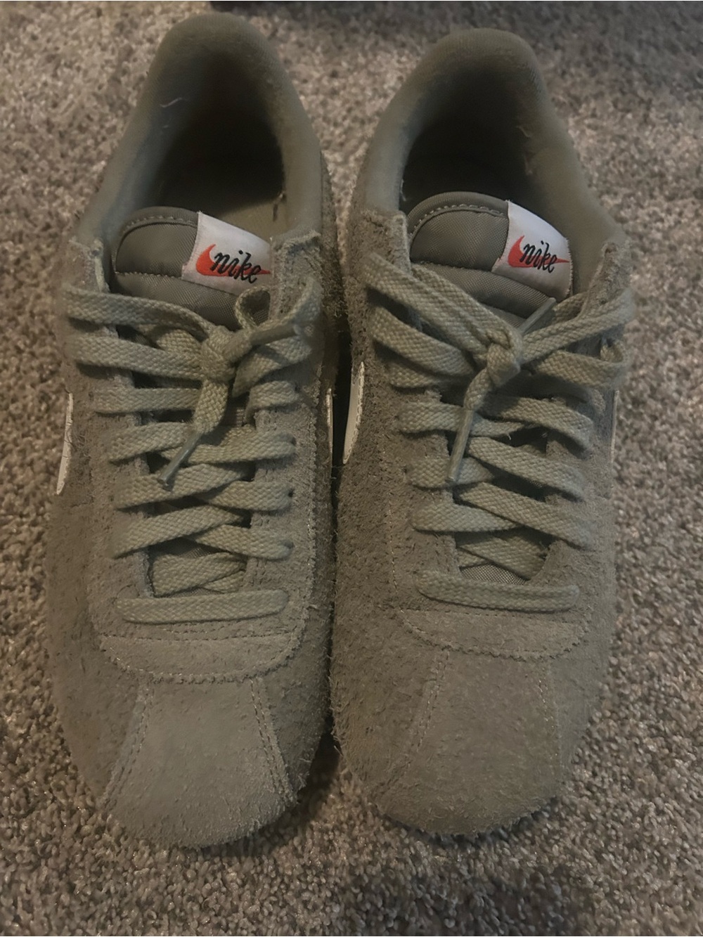 Nike Suede Low-Top Sneakers in Olive